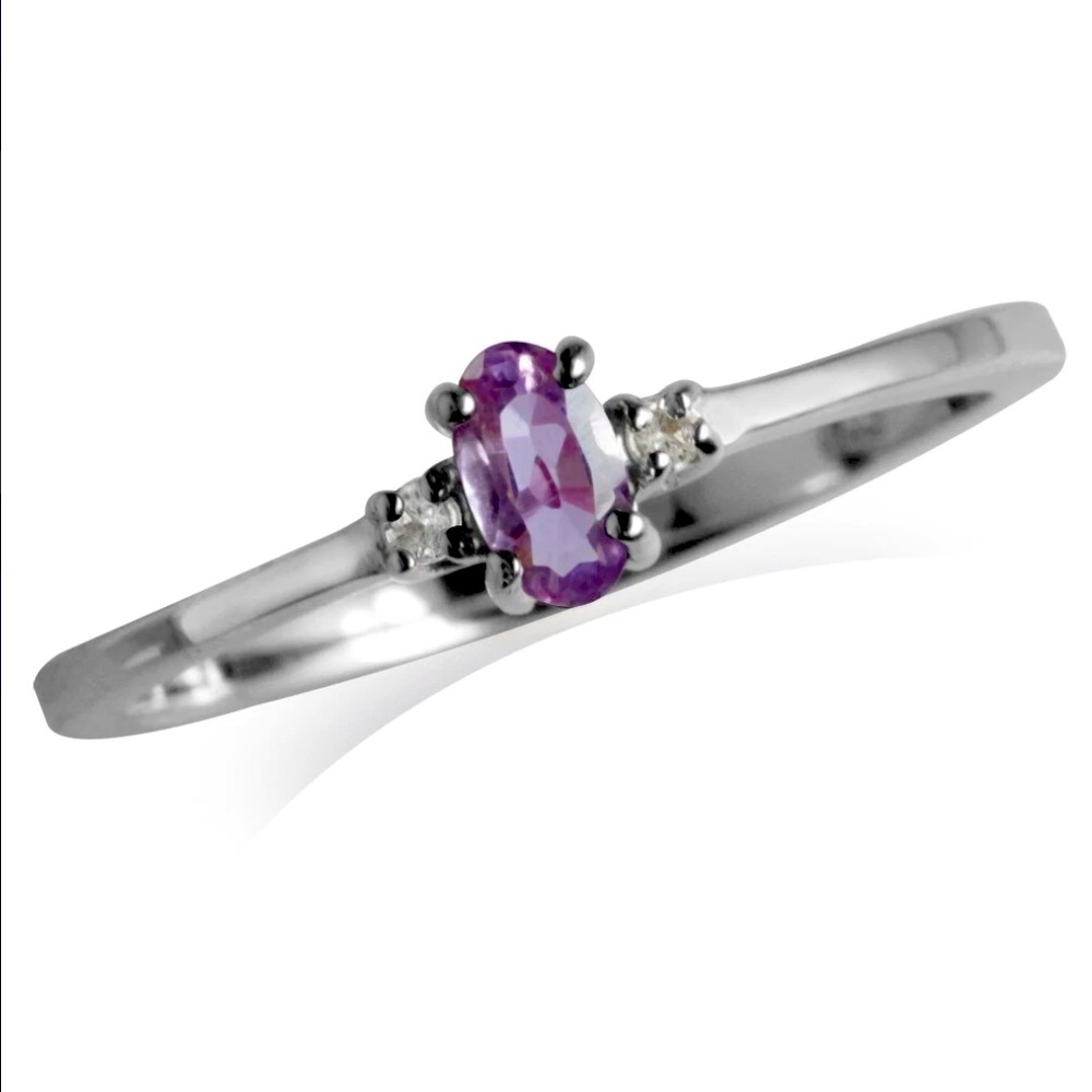 New 14K Amethyst Diamond Accent Delicate
